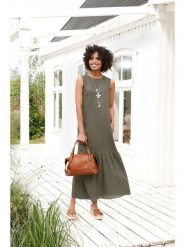 Heine Sukienka w kolorze khaki rozmiar: 36. Brązowe sukienki damskie Heine, na co dzień, bez wzorów, bez kołnierzyka, bez ramiączek, maxi, proste. Za 119.95 zł.