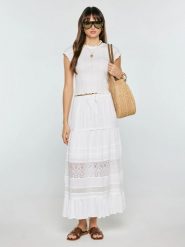 Spódnica damska maxi z koronkowymi wstawkami biała Bohi 101. Białe spódniczki damskie Big Star, l, z aplikacjami, z koronki, maxi, dopasowane. Za 249.99 zł.