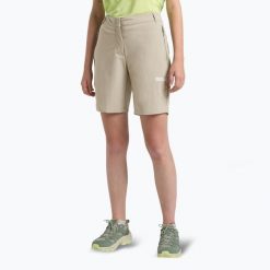 Spodenki trekkingowe damskie Jack Wolfskin Hikeout. Brązowe szorty damskie Jack Wolfskin, bez wzorów, sportowe. Za 259.99 zł.