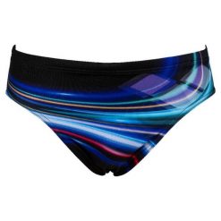 Kąpielówki slipy męskie na basen Arena Flashing Lights Brief. Czarne kąpielówki męskie Arena, m, bez wzorów, do pływania. Za 49.99 zł.