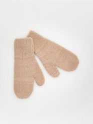 Dzianinowe rękawiczki - brązowy. Brązowe rękawiczki damskie Reserved, bez wzorów, z dzianiny. W wyprzedaży za 35.99 zł.