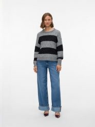 Vero Moda Sweter w kolorze szaro-czarnym rozmiar: XL. Czarne swetry klasyczne damskie Vero Moda, s, z materiału, bez kołnierzyka. Za 135.17 zł.