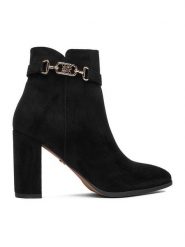Nine West Botki CEO-ZAINA-01 Czarny. Czarne botki damskie Nine West, z materiału, bez obcasa, na słupku, bez zapięcia. Za 289.99 zł.