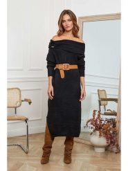 Joséfine Sukienka dzianinowa "Davy" w kolorze czarnym rozmiar: L. Czarne sukienki damskie Joséfine, l, bez wzorów, z dzianiny, bez kołnierzyka, bez ramiączek, maxi. Za 152.99 zł.