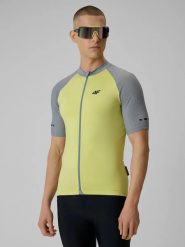 Koszulka kolarska z filtrem UPF50+ męska 4F 4FRSS26TFTSM2450. Żółte t-shirty sportowe męskie 4f, l, z elastanu, bez ramiączek, na fitness i siłownię. Za 114.99 zł.