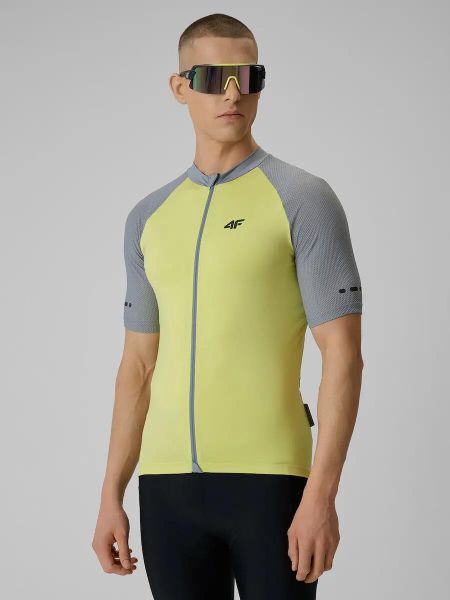 Koszulka kolarska z filtrem UPF50+ męska 4F 4FRSS26TFTSM2450. Żółte t-shirty sportowe męskie 4f, l, z elastanu, bez ramiączek, na fitness i siłownię. Za 114.99 zł.