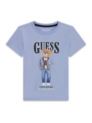 Guess T-Shirt N6RI05 K8HM4 Niebieski Regular Fit. Niebieskie t-shirty chłopięce Guess, z aplikacjami, z bawełny, bez ramiączek. Za 99.99 zł.