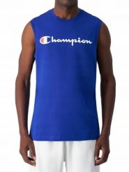 KOSZULKA męska CHAMPION bez rękawów 220778-BS008 sportowa granat bawełna S. Niebieskie t-shirty sportowe męskie CHAMPION, m, z bawełny, bez ramiączek. Za 119.00 zł.
