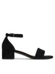 Clara Barson Sandały WS24037-02 Czarny. Czarne sandały damskie Clara Barson, bez wzorów, z materiału, bez obcasa, na słupku. Za 119.99 zł.