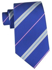 Klasyczny Krawat Klubowy - Alties - Niebieski, Prążek. Niebieskie krawaty i muchy męskie Alties, bez wzorów, z tkaniny, eleganckie. Za 49.00 zł.