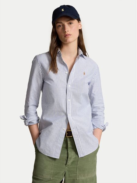 Polo Ralph Lauren Koszula 211941508001 Niebieski Slim Fit. Niebieskie koszule damskie Polo Ralph Lauren, bez wzorów, z bawełny, bez kołnierzyka, bez ramiączek. Za 439.99 zł.