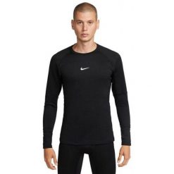 Męska Koszulka Z Logo Pro Warm. Czarne koszulki męskie z długim rękawem Nike, l, z elastanu. Za 375.99 zł.