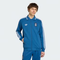Wyjazdowa bluza reprezentacyjna Grecja. Niebieskie bluzy bez kaptura męskie Adidas, xs, z bawełny. Za 529.00 zł.