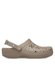 Crocs Klapki Classic Floral Cut Out Clog 210927 Brązowy. Brązowe klapki damskie Crocs, bez wzorów, z tworzywa sztucznego, bez obcasa. Za 199.99 zł.