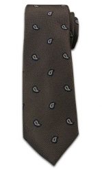Elegancki Krawat Męski, Wzór Paisley, Nerka, Łezka - Chattier, Brązowy. Brązowe krawaty i muchy męskie Chattier, bez wzorów, z tkaniny, eleganckie. Za 49.00 zł.