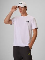 4F T-shirt regular gładki męski - biały L. Białe t-shirty męskie 4f, l, bez wzorów, z bawełny, bez kołnierzyka. Za 69.99 zł.