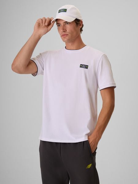 4F T-shirt regular gładki męski - biały L. Białe t-shirty męskie 4f, l, bez wzorów, z bawełny, bez kołnierzyka. Za 69.99 zł.