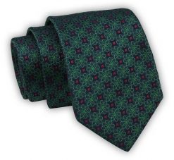 Krawat Alties (7 cm) - Zielony w Geometryczny Wzór. Zielone krawaty i muchy męskie Alties, bez wzorów, z tkaniny, eleganckie. Za 55.00 zł.