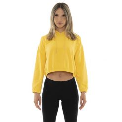 Bluza z kaptur na co dzień na siłownię. Żółte bluzy sportowe damskie LEONE 1947 APPAREL, z bawełny. W wyprzedaży za 112.15 zł.