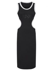 Liu Jo Sukienka letnia VA5043 J4822 Czarny Regular Fit. Czarne sukienki damskie Liu Jo, na lato, s, bez wzorów, z bawełny, bez kołnierzyka, bez ramiączek. Za 369.99 zł.