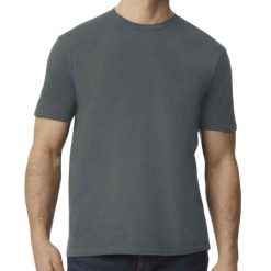 Koszulka Softstyle EZ Unisex Dla Dorosłych. Brązowe bluzki damskie Gildan, bez wzorów, sportowe, bez kołnierzyka, bez ramiączek. Za 37.99 zł.
