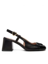 LOVE MOSCHINO Sandały JA10117G1MIE300A Czarny. Czarne sandały damskie Love Moschino, bez wzorów, ze skóry, bez obcasa, na słupku. Za 599.99 zł.