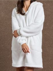 Rozpinana bluza snuddie - kremowy. Białe bluzy z kapturem damskie Sinsay, l, z materiału. Za 69.99 zł.