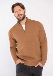 Sweter ze stójką S-JOIN. Białe kardigany męskie Volcano, m, bez wzorów, z materiału, klasyczne, bez kołnierzyka. Za 179.99 zł.