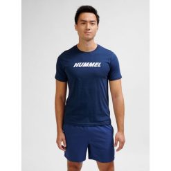 Koszulka z logo Hummel Elemental. Niebieskie t-shirty sportowe męskie HUMMEL, bez ramiączek, do piłki nożnej. Za 122.00 zł.