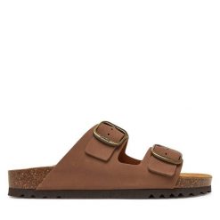 Klapki Scholl. Brązowe klapki damskie Scholl, bez wzorów, bez obcasa. Za 259.99 zł.