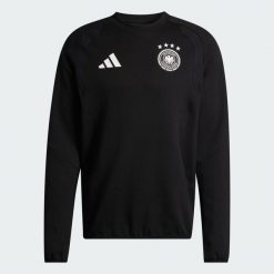 Bluza Niemcy Tiro Travel Crew. Czarne bluzy bez kaptura męskie Adidas, s, z bawełny. Za 259.00 zł.
