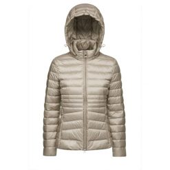 Damska kurtka z kapturem zapinana na zamek Geox Jaysen. Brązowe kurtki damskie Geox, bez wzorów, z puchu, z kapturem. Za 485.99 zł.