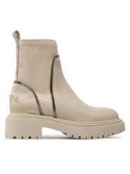 Badura Botki 101 Beżowy. Brązowe botki damskie Badura, ze skóry, bez obcasa, na płaskiej podeszwie, bez zapięcia. Za 319.99 zł.