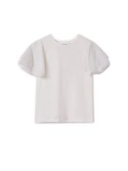 Mayoral T-Shirt 6022 Écru Regular Fit. Koszulki dziewczęce Mayoral, bez wzorów, z bawełny, bez ramiączek. Za 79.99 zł.