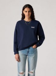 Levi's Sweter w kolorze granatowym rozmiar: S. Niebieskie swetry klasyczne damskie Levi's, s, z bawełny, bez kołnierzyka. Za 130.81 zł.