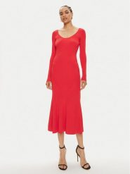Pinko Sukienka dzianinowa Aloe Abito 102800 A170 Czerwony Slim Fit. Czerwone sukienki damskie Pinko, m, bez wzorów, z dzianiny, bez kołnierzyka, bez ramiączek. Za 849.99 zł.