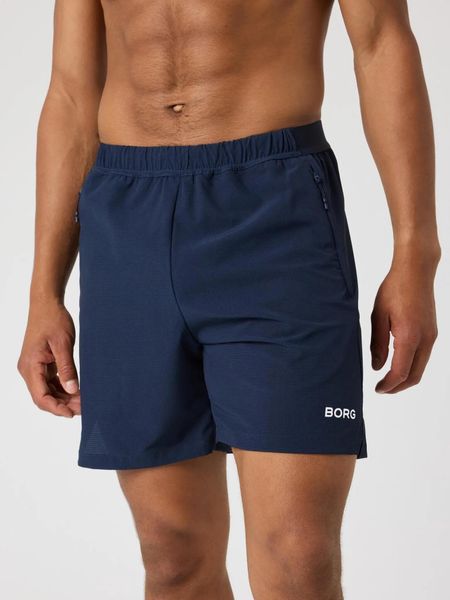 Bjorn_borg BORG ZIP 7" SHORTS z recyklingowanego poliestru NIGHT SKY. Niebieskie szorty męskie Björn Borg, bez wzorów, z materiału, wizytowe. Za 254.00 zł.
