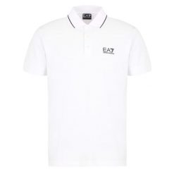 Koszulka męska polo t-shirt sportowy Emporio Armani. Białe koszulki polo męskie Emporio Armani, m, bez wzorów, z bawełny, bez ramiączek. Za 229.00 zł.