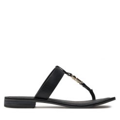 Japonki Tommy Hilfiger. Czarne klapki damskie Tommy Hilfiger, bez wzorów, bez obcasa. Za 319.99 zł.