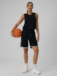 4F Spodenki do koszykówki szybkoschnące uniseks - czarne L. Czarne szorty damskie 4f, bez wzorów, z materiału. Za 149.99 zł.