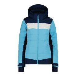 Kurtka puchowa z kapturem damska elastyczna meczenna CMP. Niebieskie kurtki narciarskie i snowboardowe damskie CMP, xs, bez wzorów, z lycry, z kapturem, narciarskie. Za 643.65 zł.