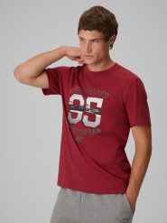 4F T-shirt regular z nadrukiem męski - czerwony XXL. Czerwone t-shirty męskie 4f, m, bez wzorów, z bawełny, bez kołnierzyka. Za 79.99 zł.