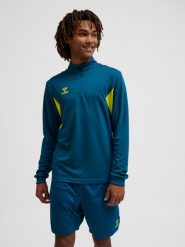 Bluza dresowa z pół zamkiem błyskawicznym Hummel Authentic. Niebieskie bluzy bez kaptura męskie HUMMEL, xl, z dresówki. Za 194.80 zł.