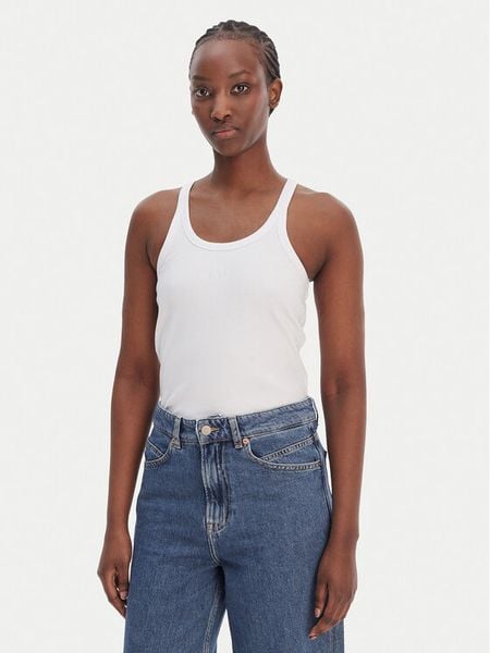 BOSS Top C_Epetite 50554664 Biały Slim Fit. Białe topy damskie Boss, l, bez wzorów, z bawełny, bez ramiączek. Za 229.99 zł.