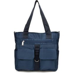 Shopper bag granatowy Beltimore A4 J31. Niebieskie shopper bag damskie bez wzorów, bez dodatków. Za 142.99 zł.