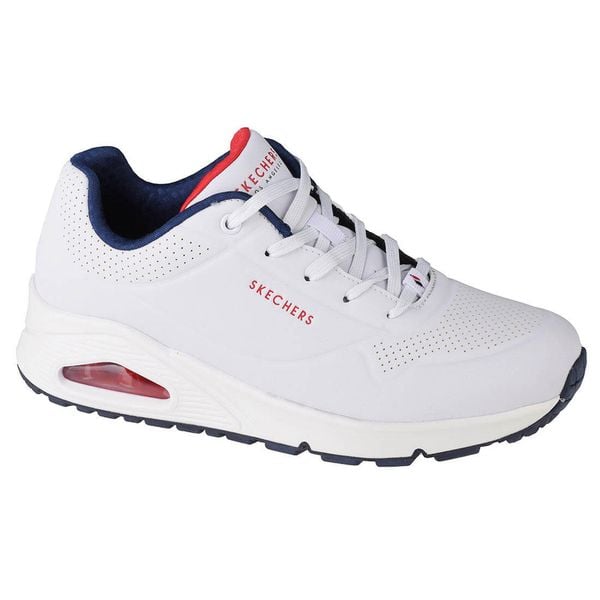 Buty sportowe Sneakersy damskie, Uno-Stand on Air. Białe buty sportowe na co dzień damskie Skechers, bez wzorów, z materiału, trekkingowe, Skechers Sport. Za 329.99 zł.