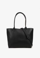 Czarna Duża Torebka Tote w Stylu Casual Firpio. Czarne torebki klasyczne damskie Renee, bez wzorów, z materiału, duże, bez dodatków. Za 89.99 zł.