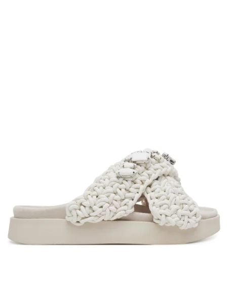INUIKII WOVEN STONES Klapki damskie. Białe klapki damskie Inuikii, bez wzorów, z bawełny, bez obcasa. Za 589.99 zł.