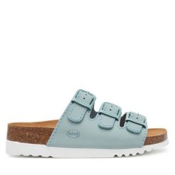 Klapki Scholl. Niebieskie klapki damskie Scholl, bez wzorów, bez obcasa. Za 239.99 zł.