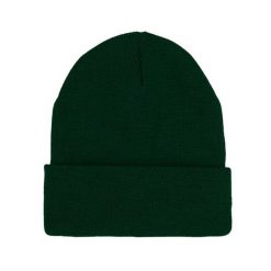 Jednokolorowa Czapka Zimowa Typu Beanie – Zimowa - Zieleń Butelkowa. Zielone czapki męskie His Story, na jesień, bez wzorów. Za 40.00 zł.